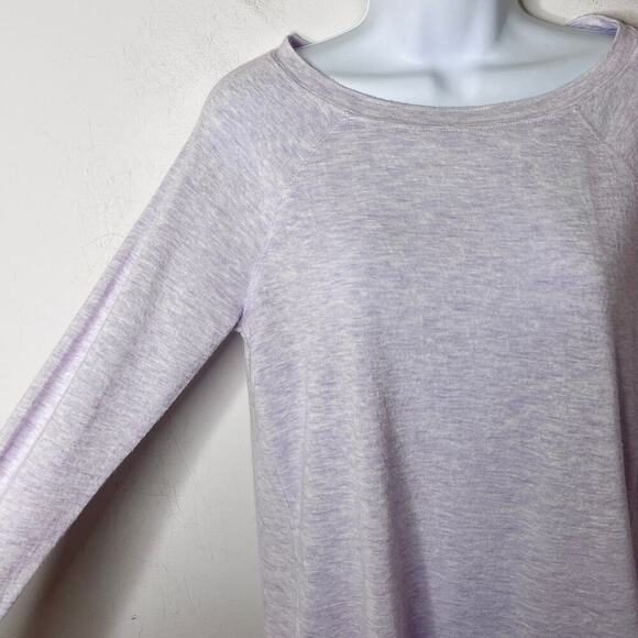 Loft Women's Sweater XS Light Purple Raglan Long Sleeve Lightweight Heathered - Picture 3 of 7